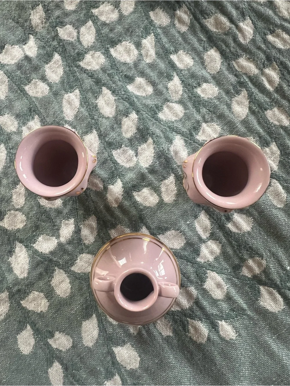 H&C Vase Set of 3 Rose Porcelain Miniature Rococo Home Decor